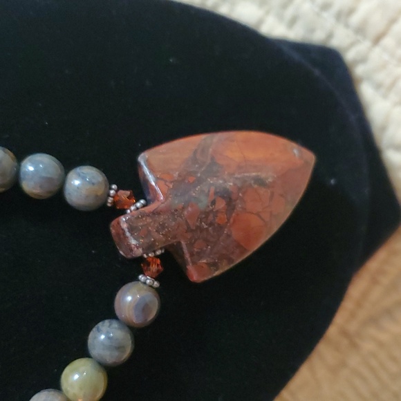 Gemstone Necklace with Arrow Pendant - Picture 2 of 4